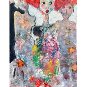 tredje hjul p� en gig, maleri af Inge Merete Gross,90x70cm