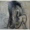Susanne Gemmer 100x100cm abstrakt maleri med kvinde
