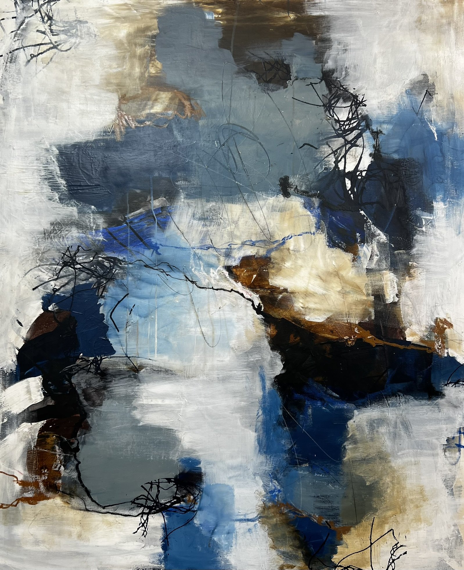 Rie Br�dsgaard abstrakt maleri 100x120cm