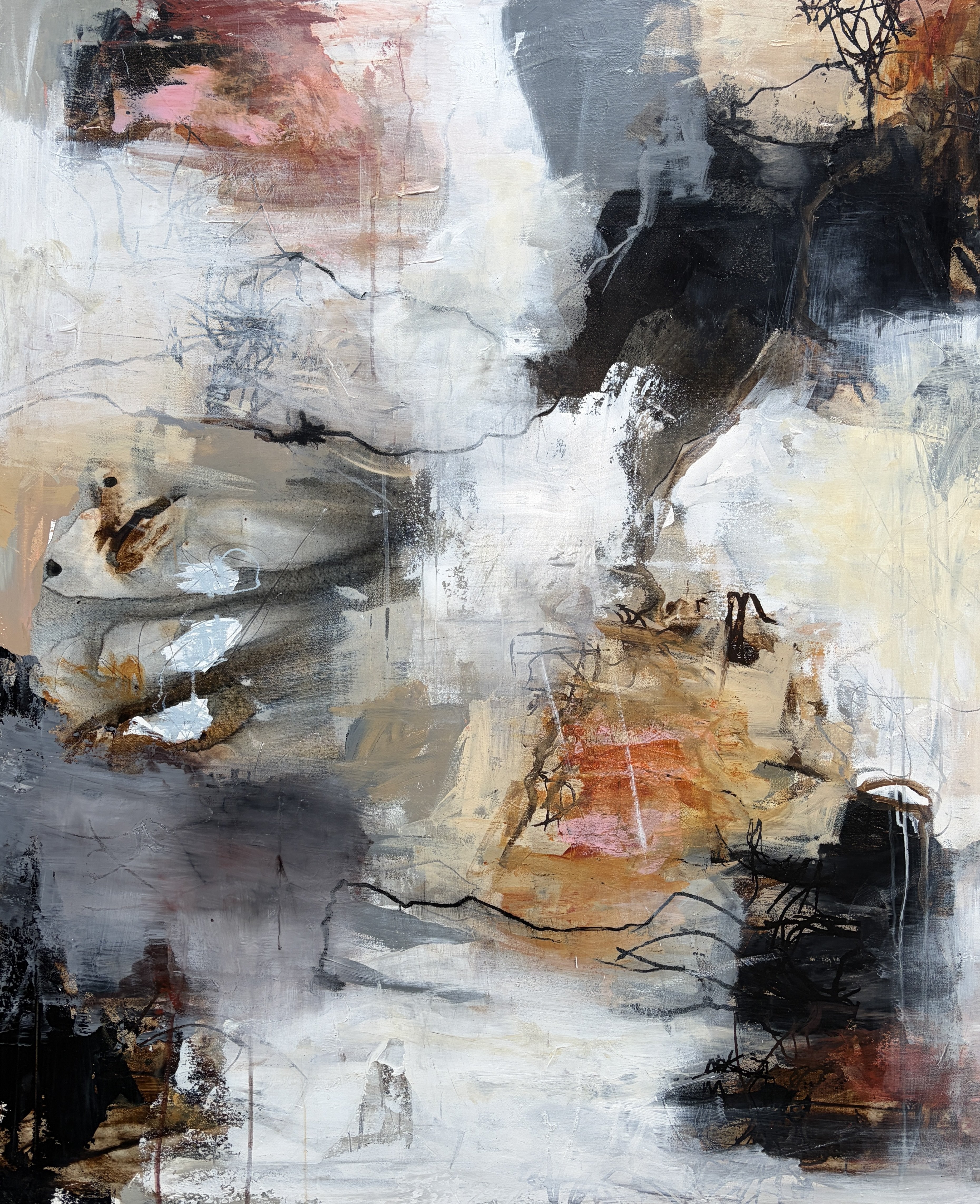 Rie Br�dsgaard abstrakt maleri 100x120cm