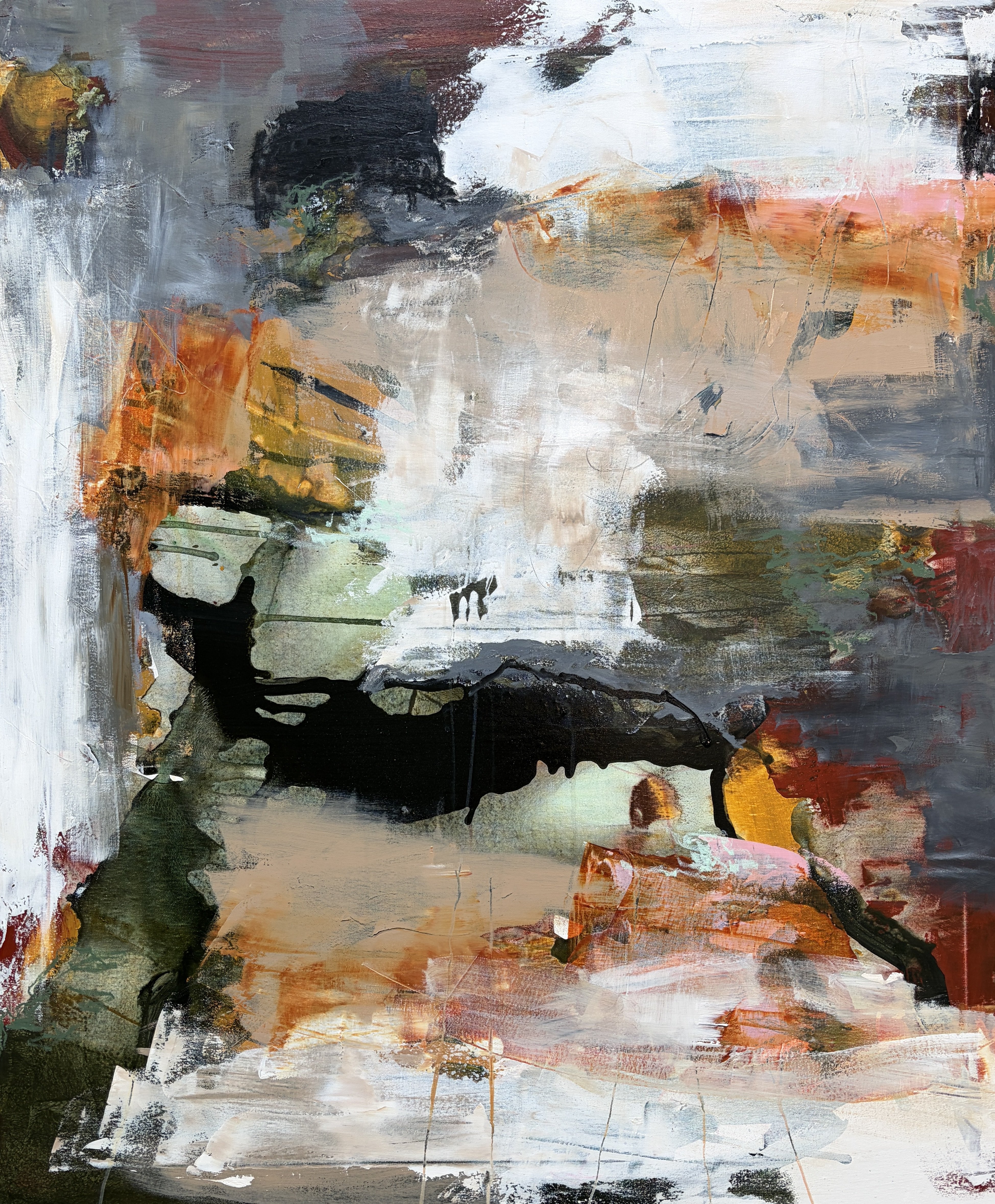 Rie Br�dsgaard abstrakt maleri 100x120cm