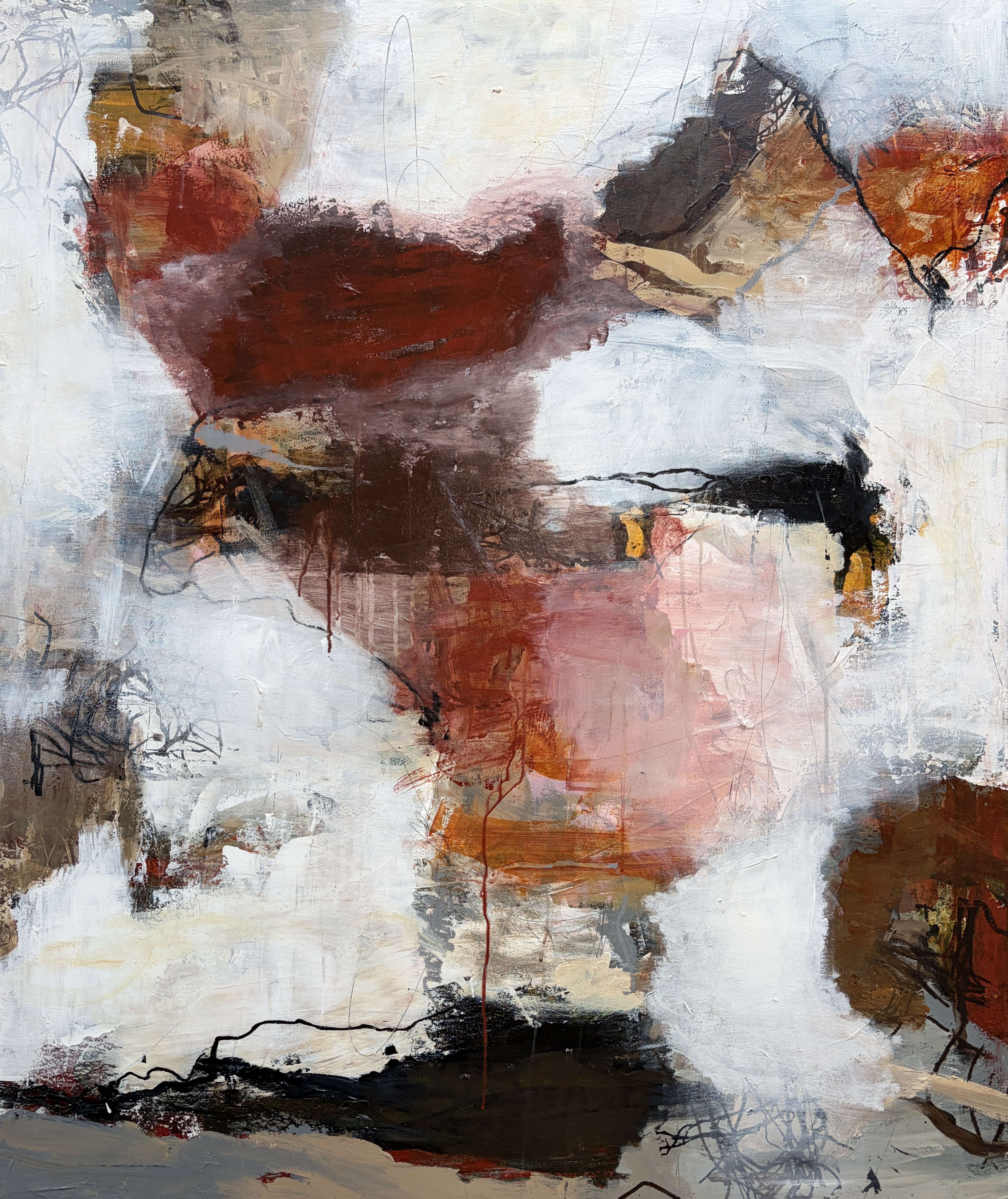 Rie Br�dsgaard abstrakt maleri 100x120cm