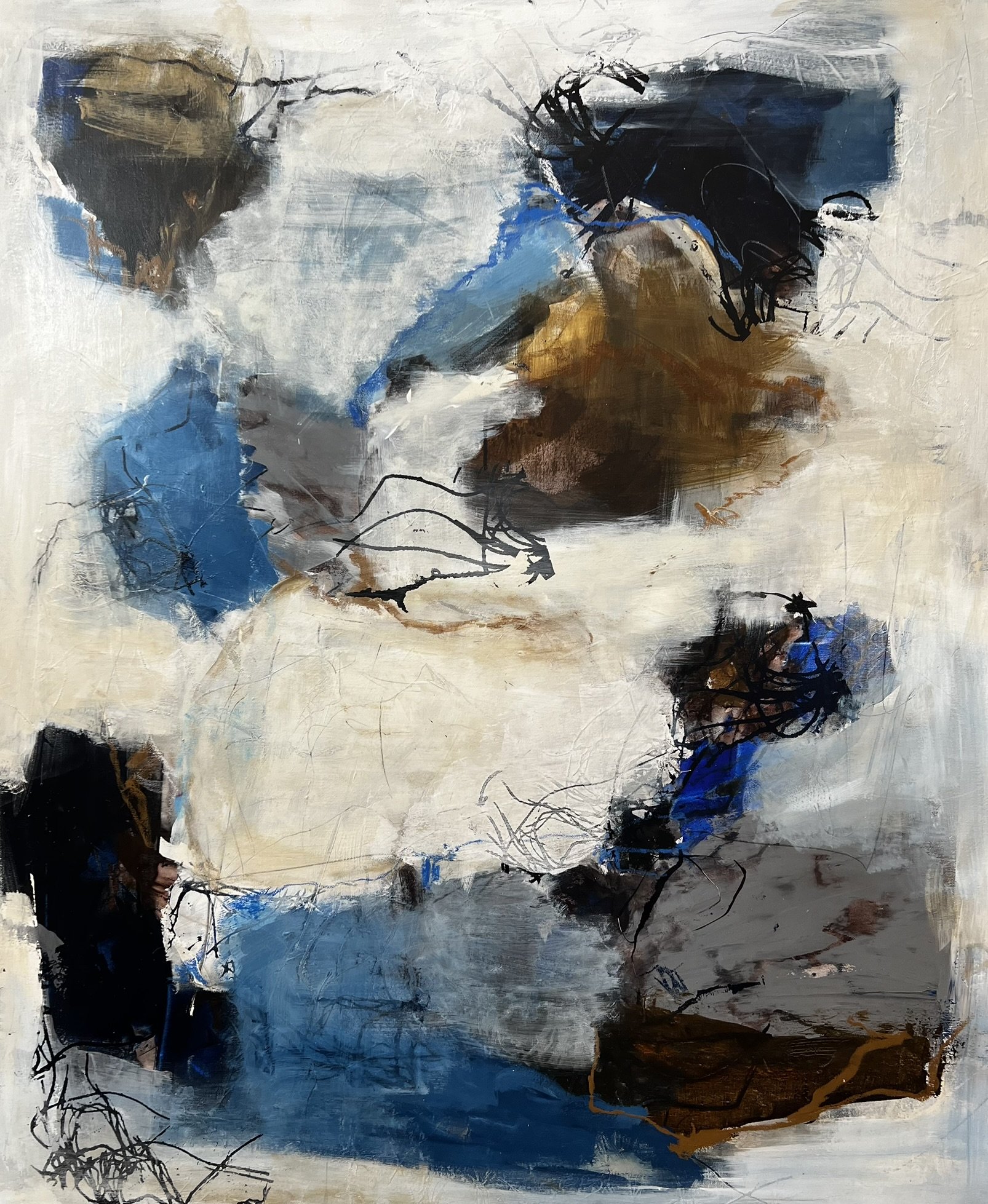 Rie Br�dsgaard abstrakt maleri 100x120cm