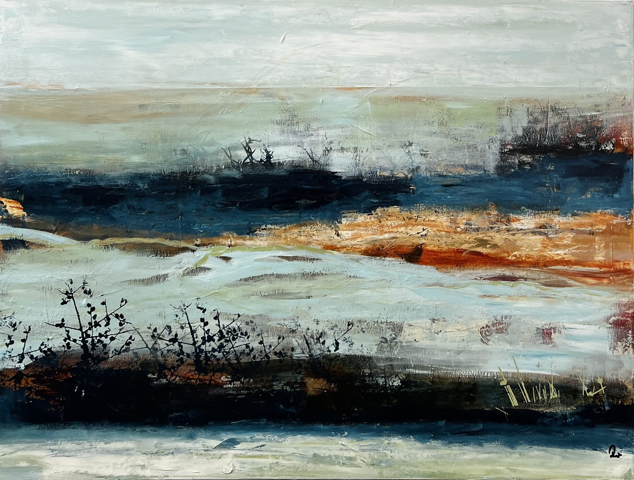 Rie Br�dsgaard abstrakt maleri 90x120cm