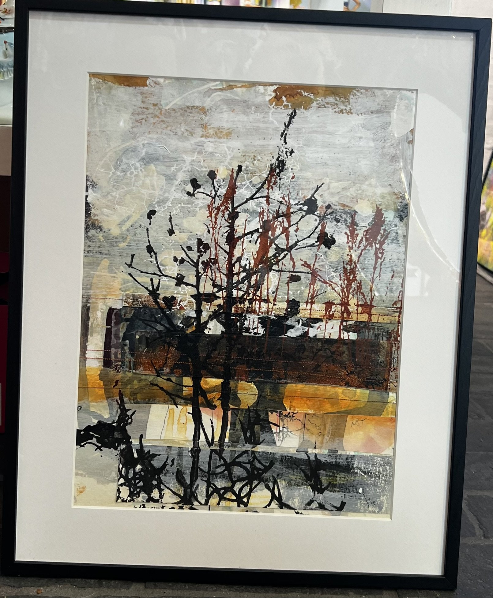 Abstrakt Collage af Rie Br�dsgaard, maleri 40x50cm