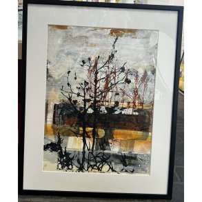 Abstrakt Collage af Rie Br�dsgaard, maleri 40x50cm