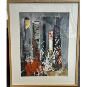 Abstrakt Collage af Rie Br�dsgaard, maleri 40x50cm