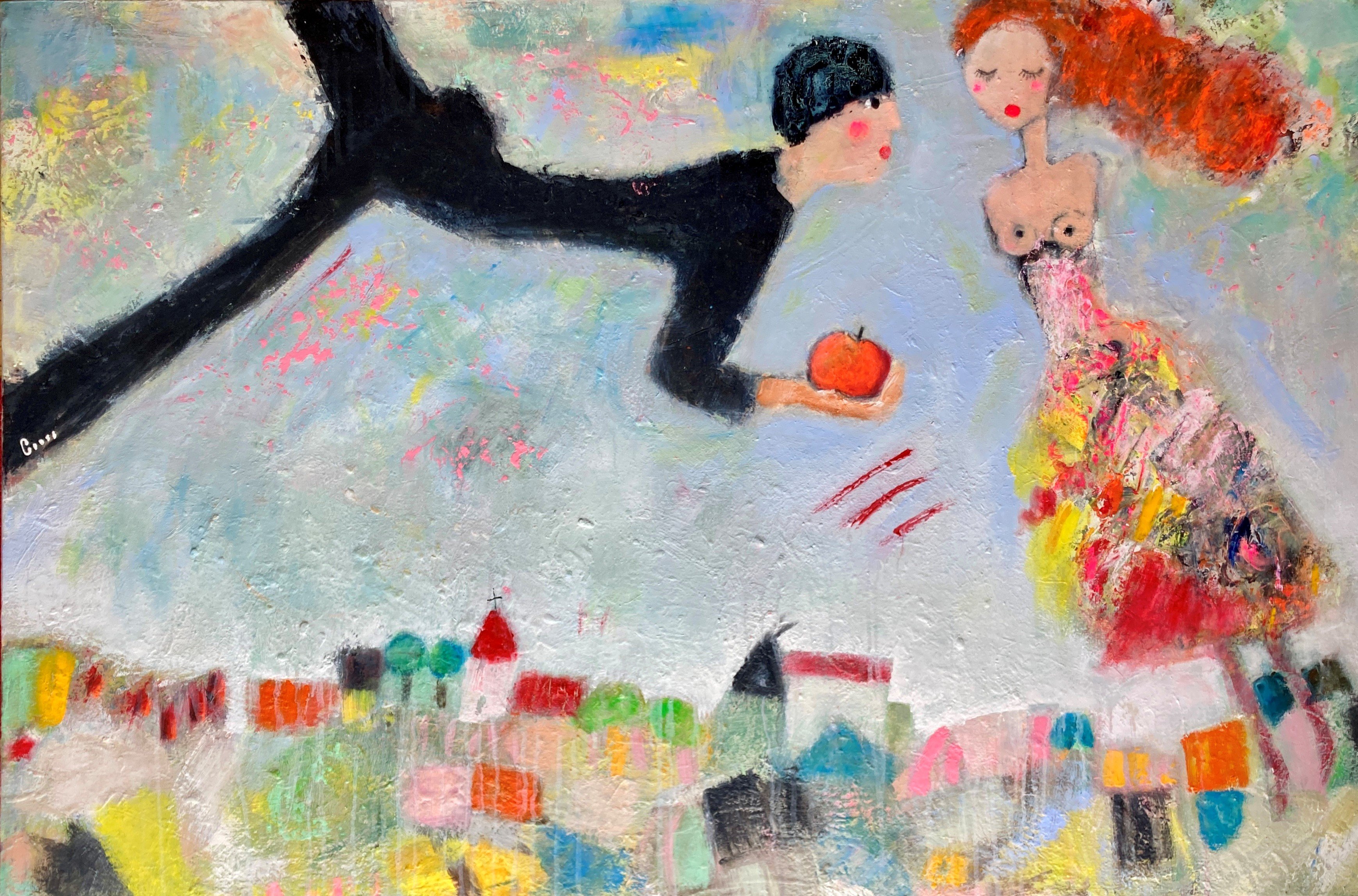 Forbudt frugt, maleri af Inge Merete Gross, 80x120cm