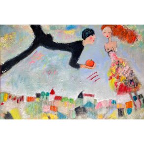 Forbudt frugt, maleri af Inge Merete Gross, 80x120cm
