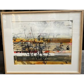 Abstrakt Collage af Rie Br�dsgaard, maleri 40x50cm