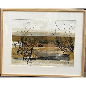 Abstrakt Collage af Rie Br�dsgaard, maleri 40x50cm