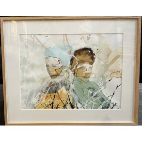 Abstrakt Collage af Rie Br�dsgaard, maleri 40x50cm
