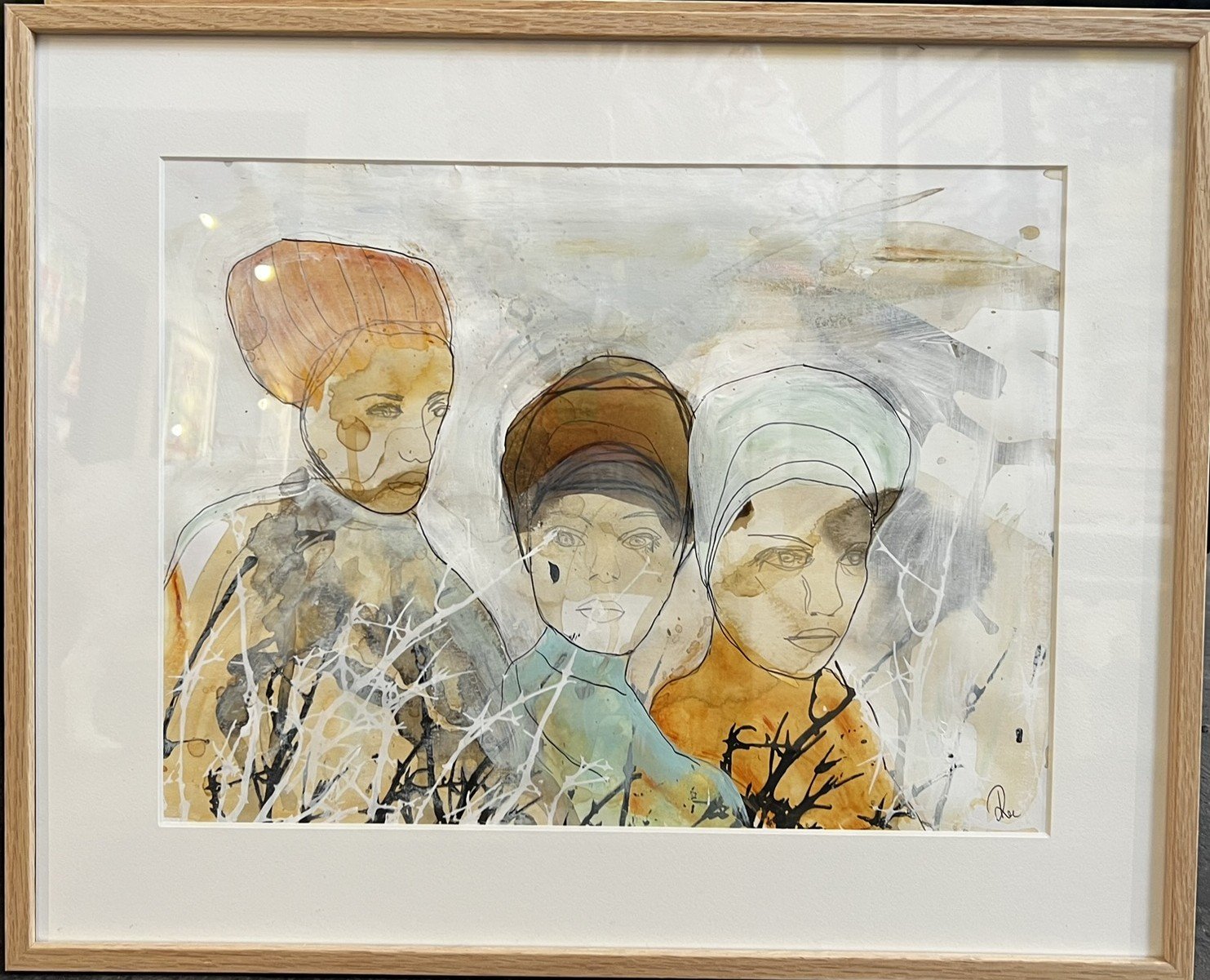 Abstrakt Collage af Rie Br�dsgaard, maleri 40x50cm