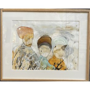 Abstrakt Collage af Rie Br�dsgaard, maleri 40x50cm