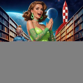 Space Librarian 40x40cm af Helt Sort