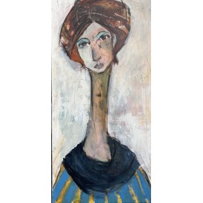 Abstrakt maleri, portr�t af kvinde Annemette Hoier 50x100cm
