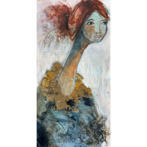 Abstrakt maleri, portr�t af kvinde Annemette Hoier 50x100cm