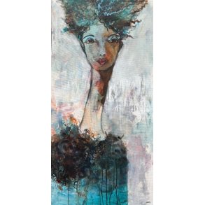 Abstrakt maleri, portr�t af kvinde Annemette Hoier 50x100cm