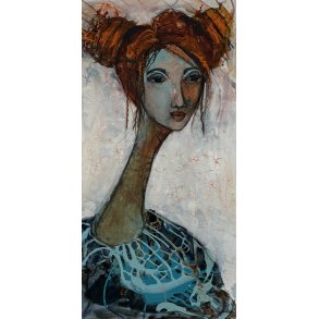 Abstrakt maleri, portr�t af kvinde Annemette Hoier 50x100cm