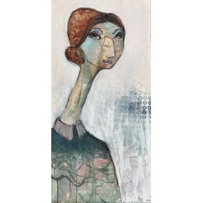 Abstrakt maleri, portr�t af kvinde Annemette Hoier 50x100cm