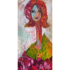 Abstrakt maleri, portr�t af kvinde Annemette Hoier 50x100cm