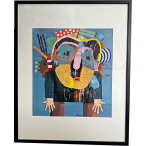 Leif Sylvester, plakat indrammet i passepartout og sort ramme, 40x50cm