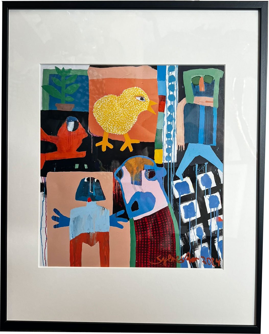 Leif Sylvester, plakat indrammet i passepartout og sort ramme, 40x50cm