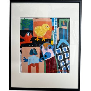 Leif Sylvester, plakat indrammet i passepartout og sort ramme, 40x50cm