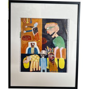 Leif Sylvester, plakat indrammet i passepartout og sort ramme, 40x50cm
