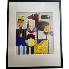 Leif Sylvester, plakat indrammet i passepartout og sort ramme, 40x50cm