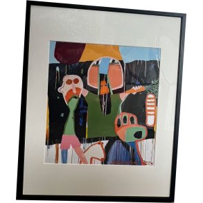 Leif Sylvester, plakat indrammet i passepartout og sort ramme, 40x50cm