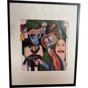 Leif Sylvester, plakat indrammet i passepartout og sort ramme, 40x50cm