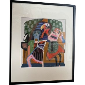 Leif Sylvester, plakat indrammet i passepartout og sort ramme, 40x50cm