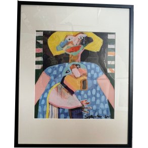 Leif Sylvester, plakat indrammet i passepartout og sort ramme, 40x50cm
