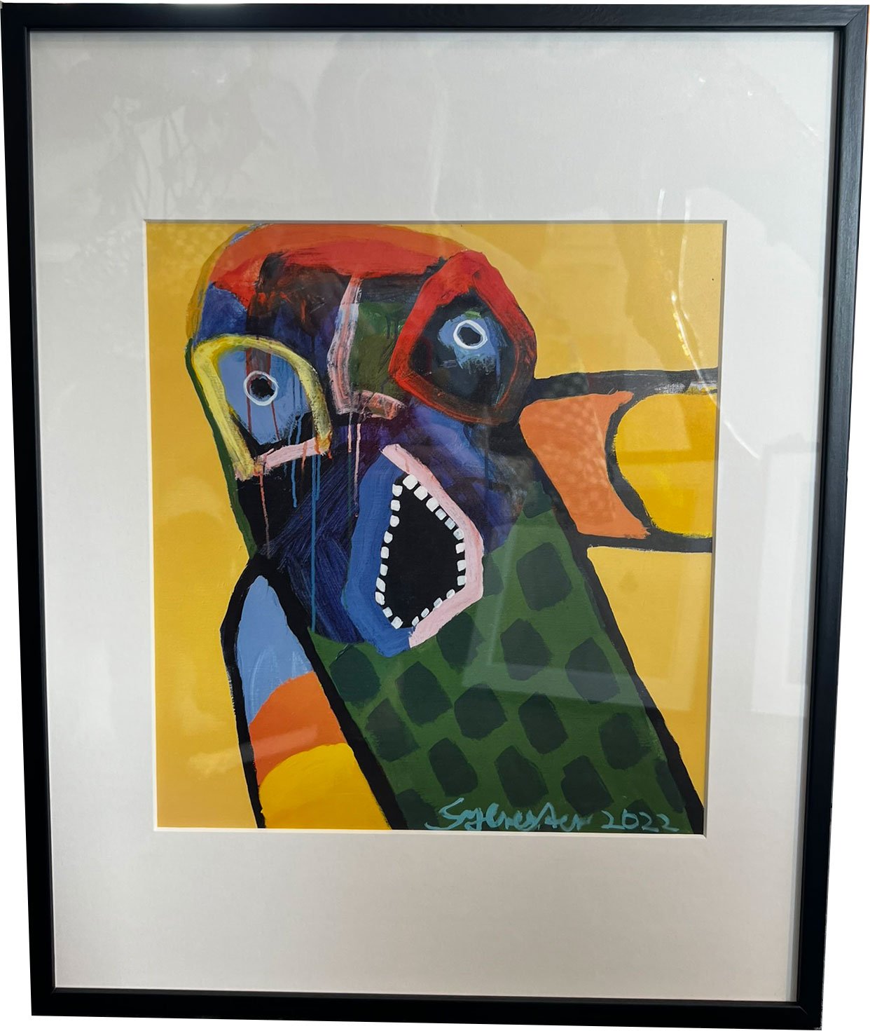 Leif Sylvester, plakat indrammet i passepartout og sort ramme, 40x50cm