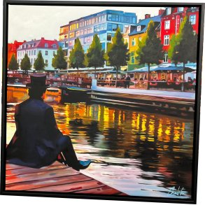 H.C. Andersen maleri 80x80cm af Sarah H�i