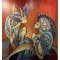 Dialog, 150x140cm maleri af Henriette Lorentz
