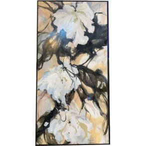 Abstrakt maleri i lyse farver, 70x140cm Lisbeth Gundersen