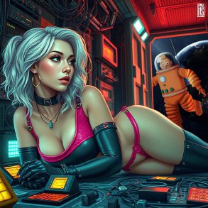 Space Babe 40x40cm af Helt Sort