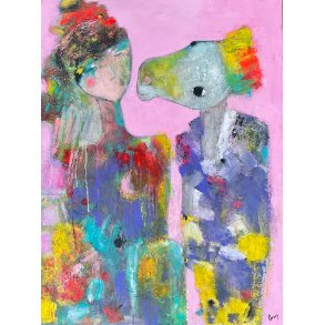 �sler kan ogs� forelske sig, maleri af Inge Merete Gross, 80x60cm