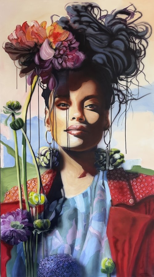 Stille stormflor, 160x90cm maleri af Naja Duarte