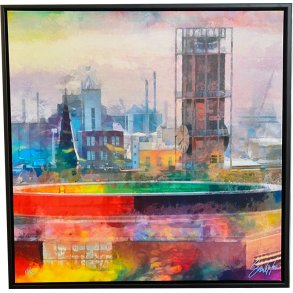 Aarhus udsigt over Aros, 80x80cm Gicle signeret, nummereret 30 stk.